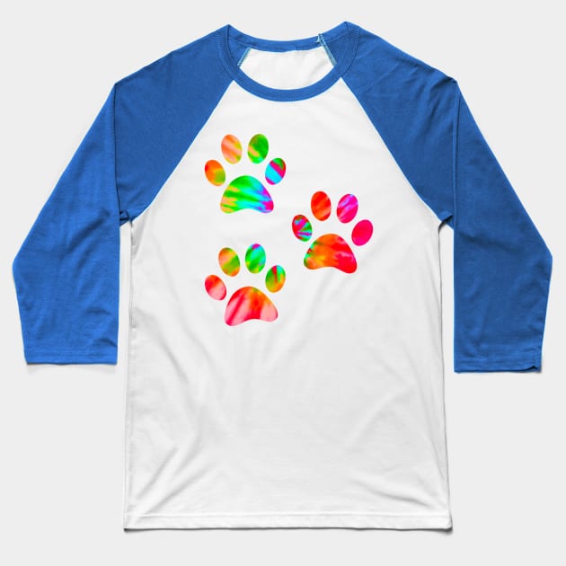 Tie Dye Paws Print Baseball T-Shirt by lolosenese